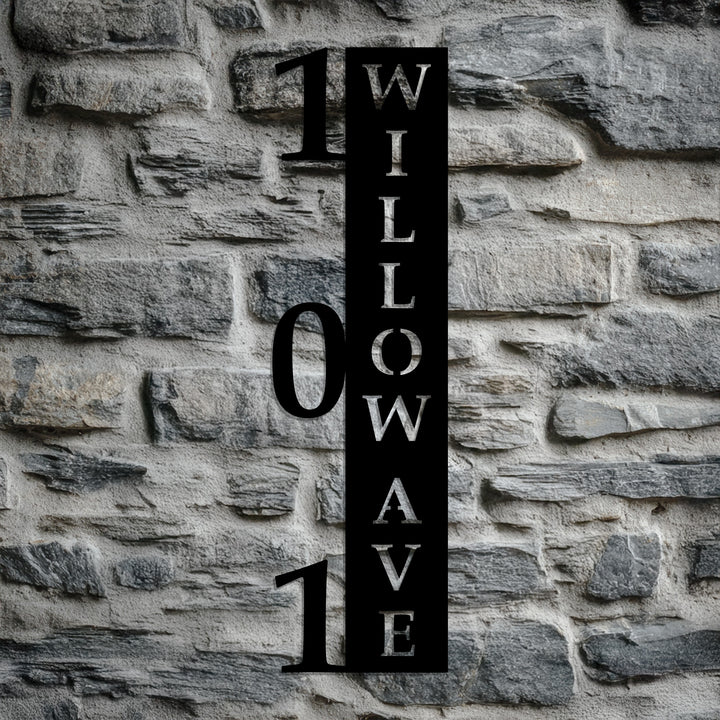 Outdoor modern metal address welcome display