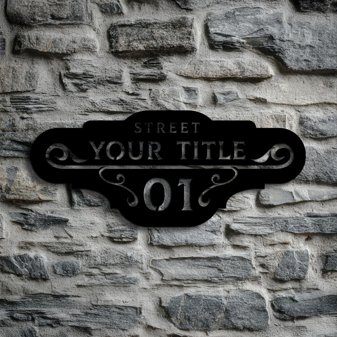 Vintage inspired metal address wall art