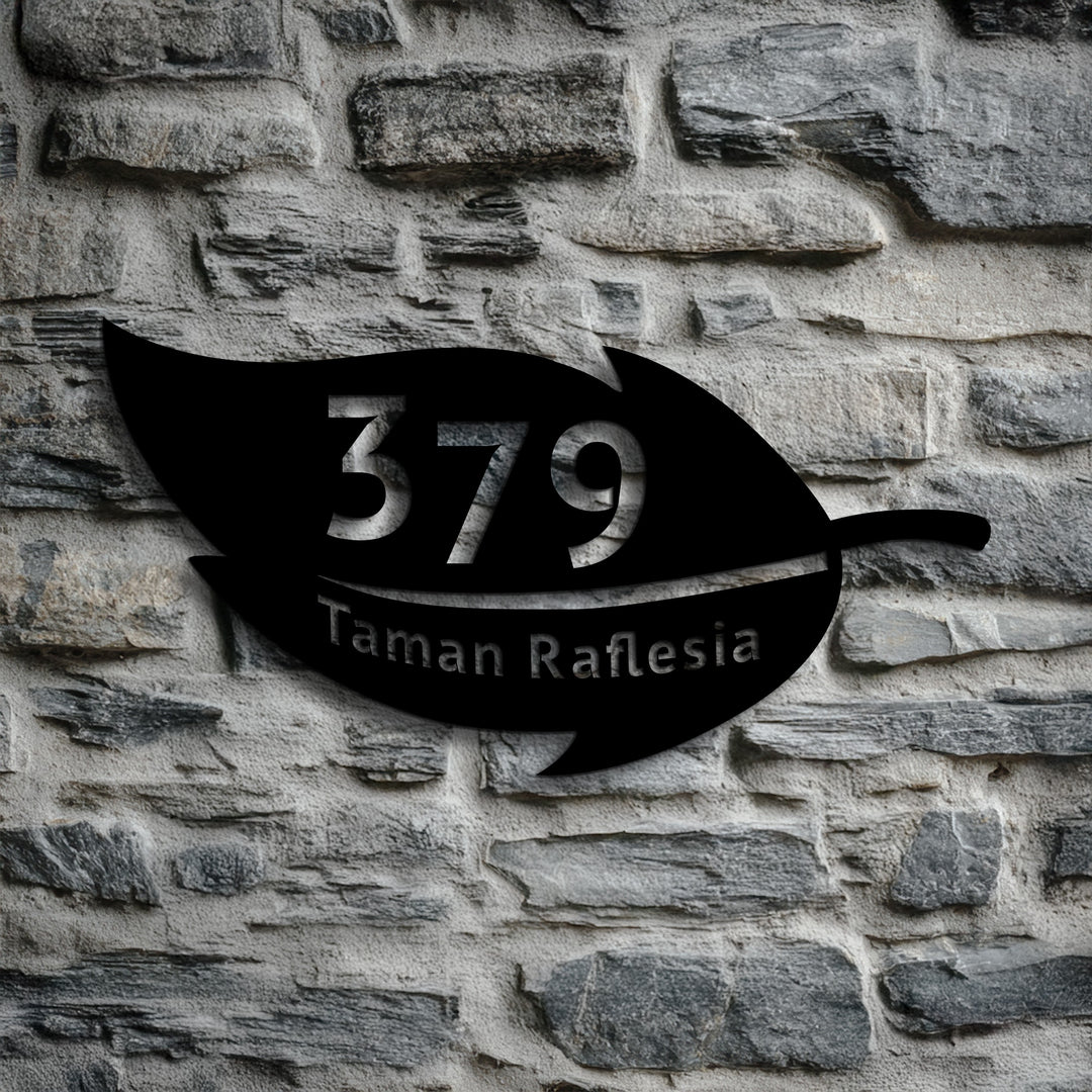 Modern leaf design metal signage
