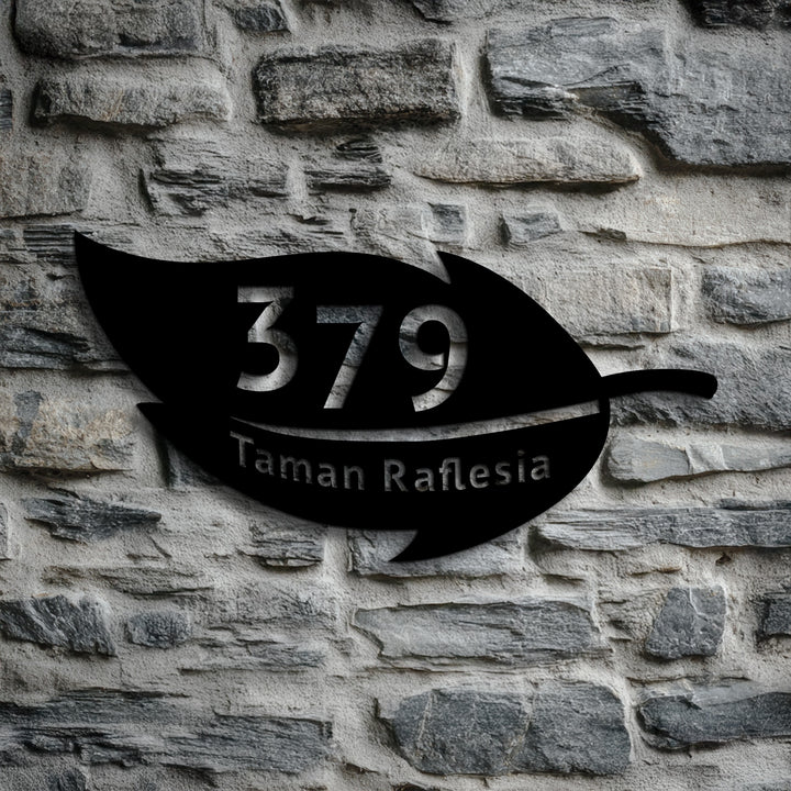 Modern leaf design metal signage