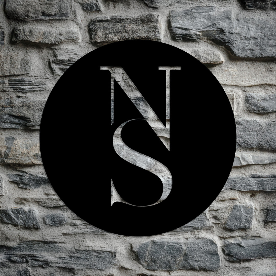 Elegant typography black metal wall sign