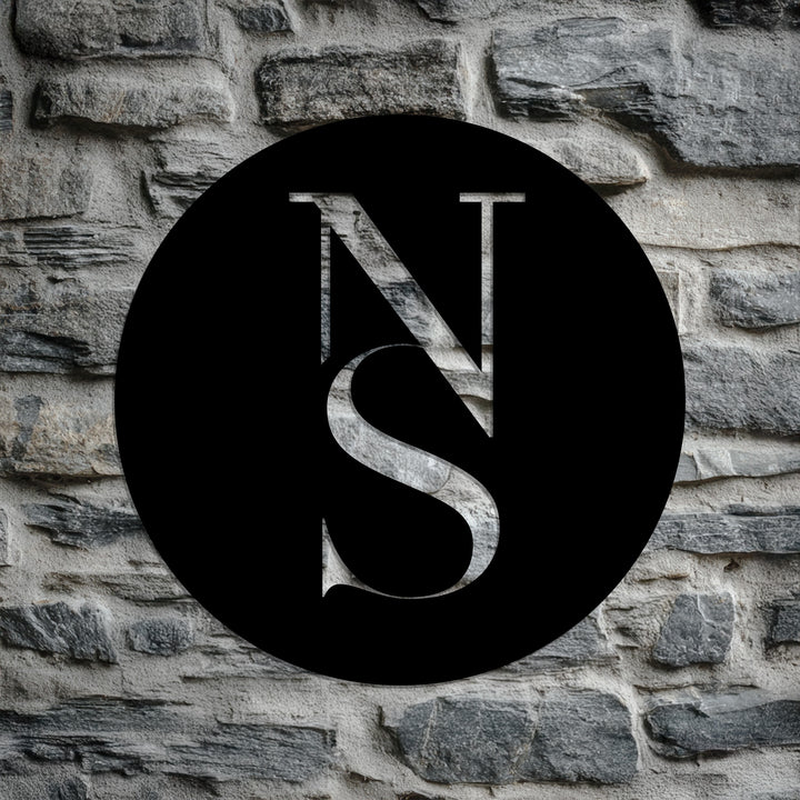 Elegant typography black metal wall sign