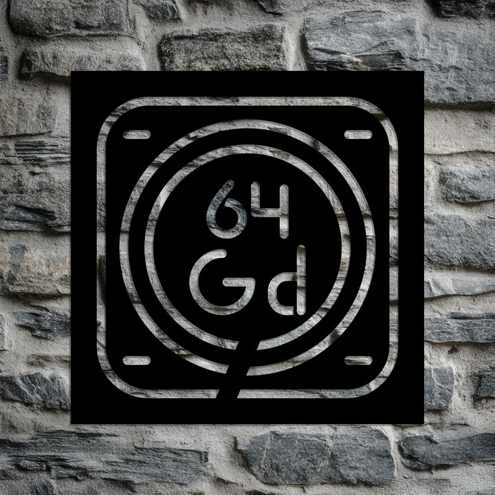 Minimalist black metal address decor