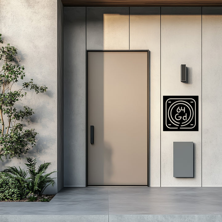 Architectural metal wall address decor