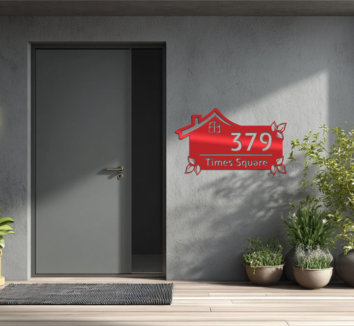 Personalized metal house number sign