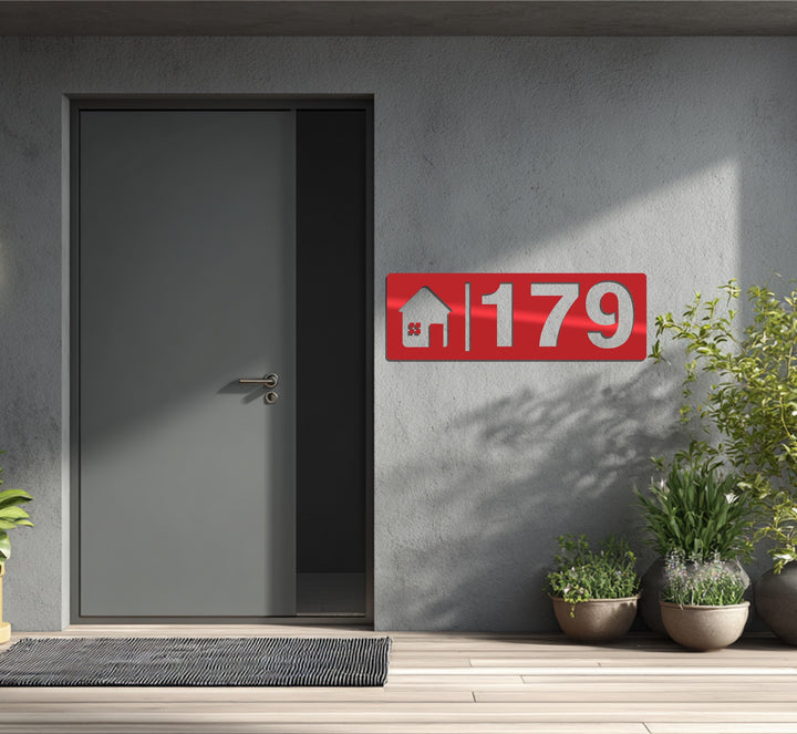 Modern metal home number plaque
