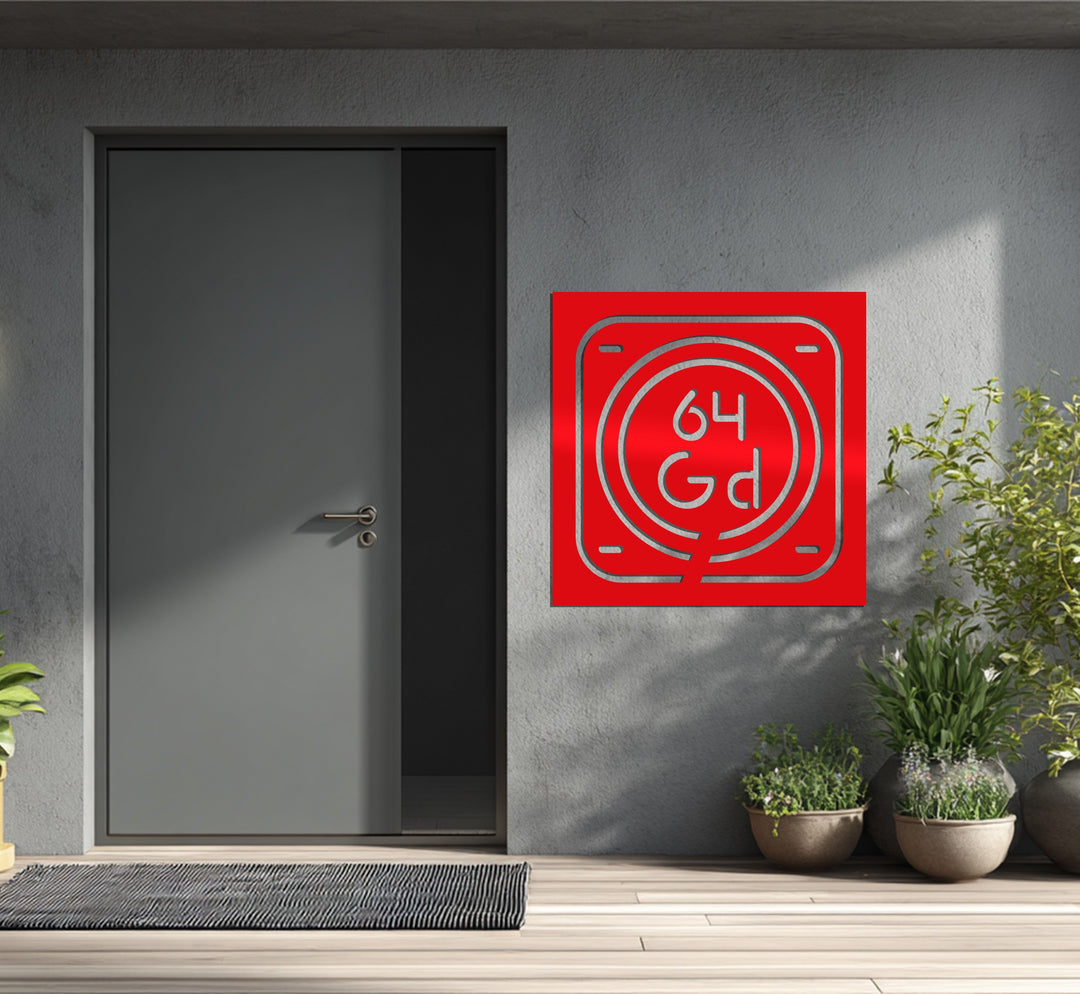 Circular line metal address plaque