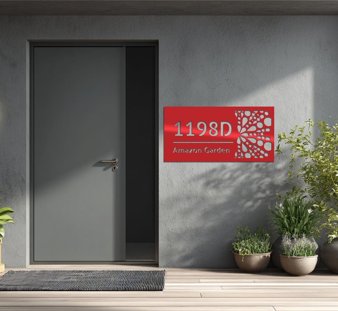 Personalized modern metal house sign