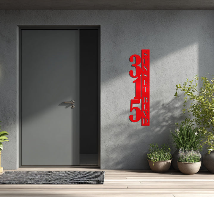 Contemporary outdoor metal address street name