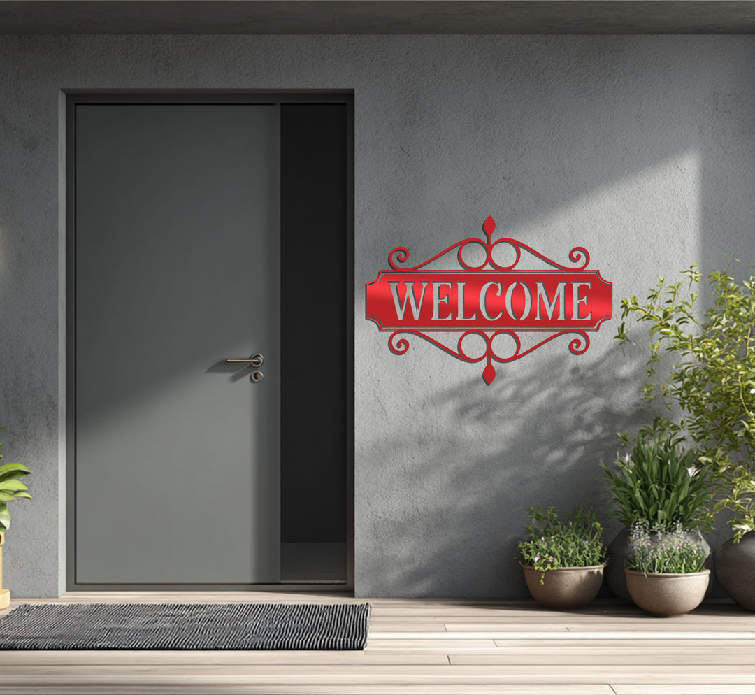 Ornamental metal welcome wall decor