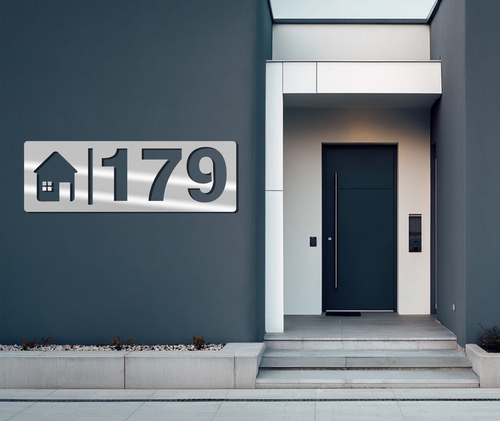 Custom black metal address plaque modern style