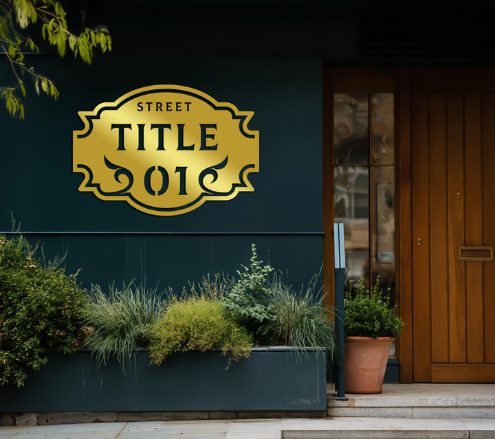Traditional outdoor metal address plaque