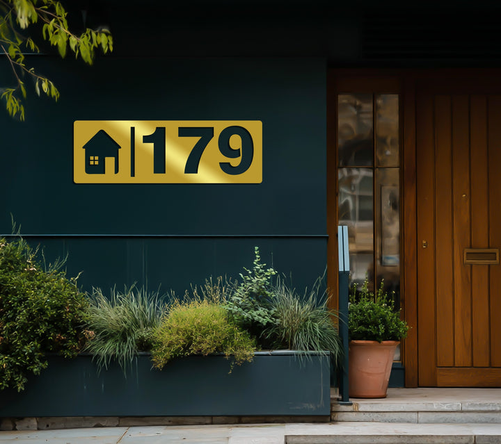Rectangular metal house address sign