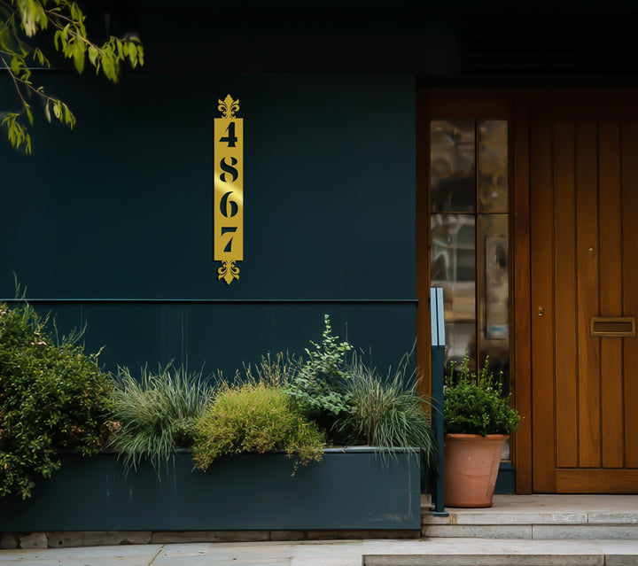 Elegant outdoor metal address numbers sign