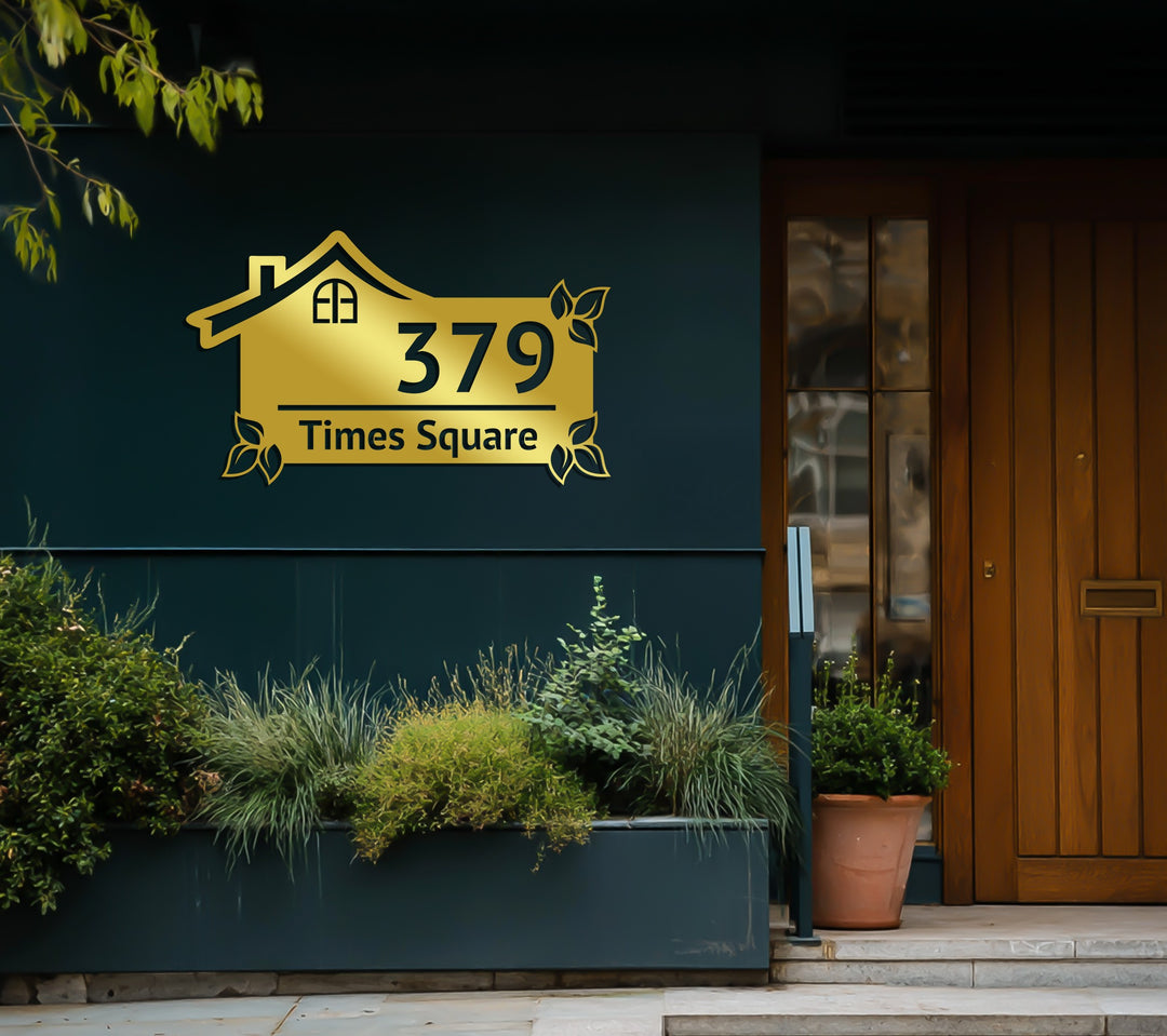 Custom black metal house address plaque