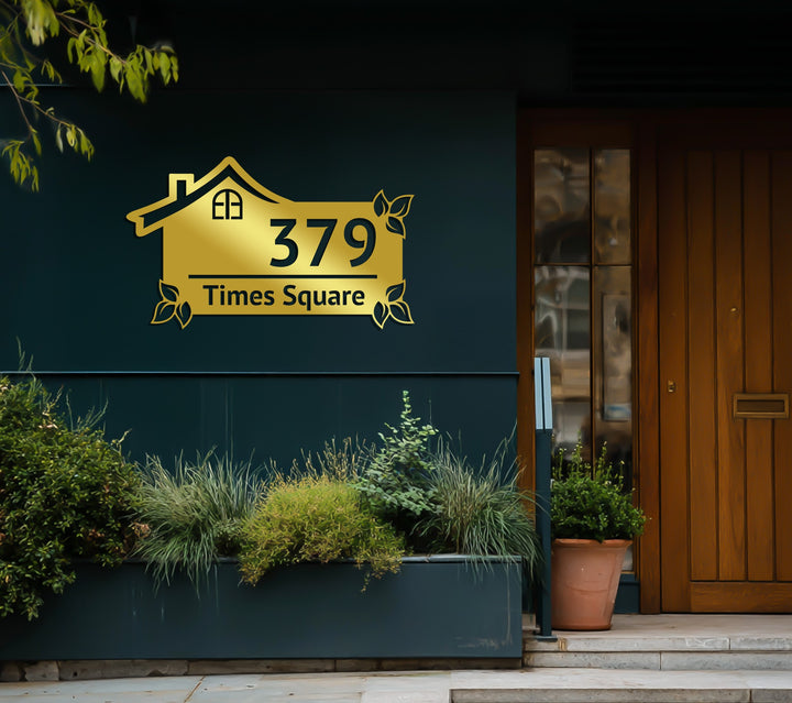 Custom black metal house address plaque