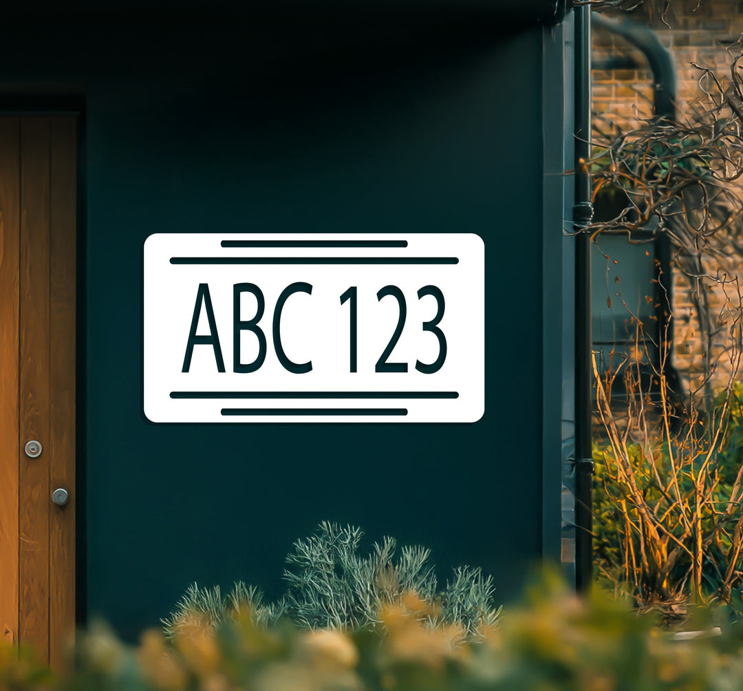 Minimalist horizontal metal address sign