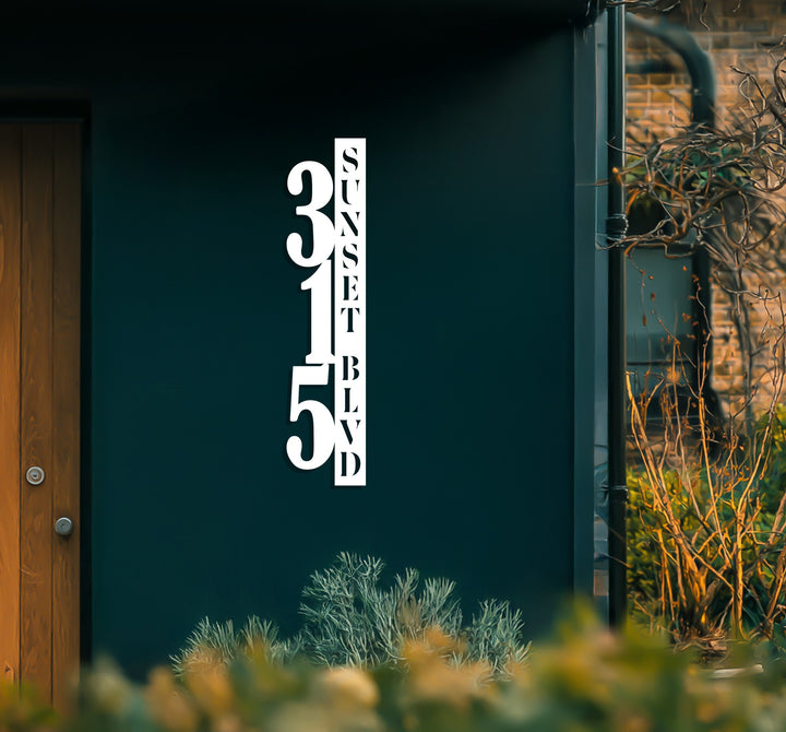 Contemporary outdoor metal address street name