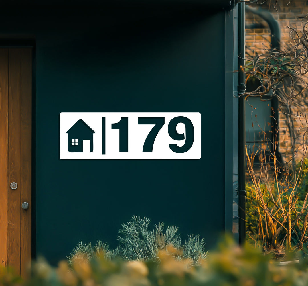 Personalized metal address sign exterior