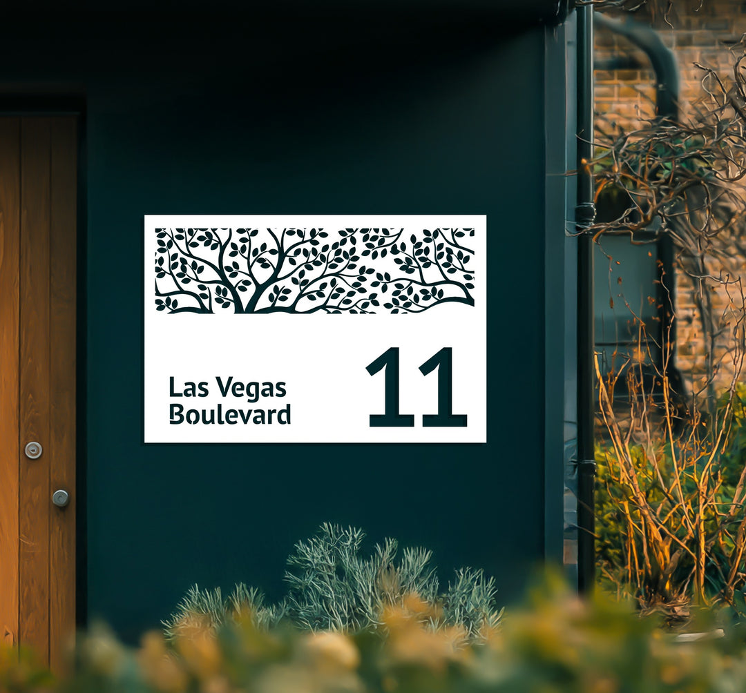 Contemporary outdoor metal street name house sign