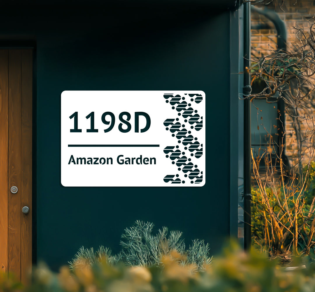 Minimalist abstract metal exterior sign