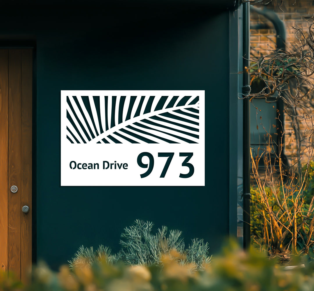 Contemporary black metal address sign