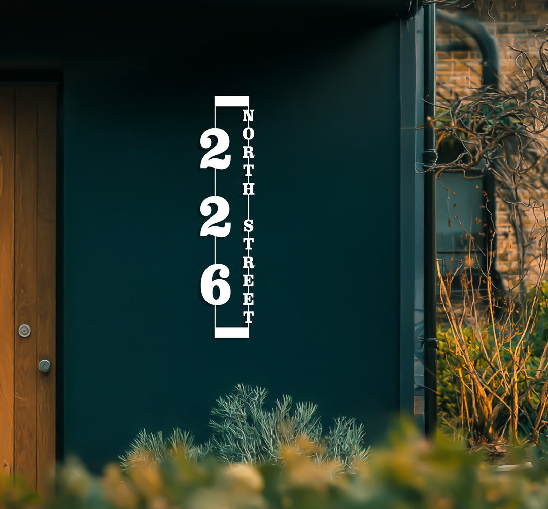 Minimalist vertical house numbers street metal