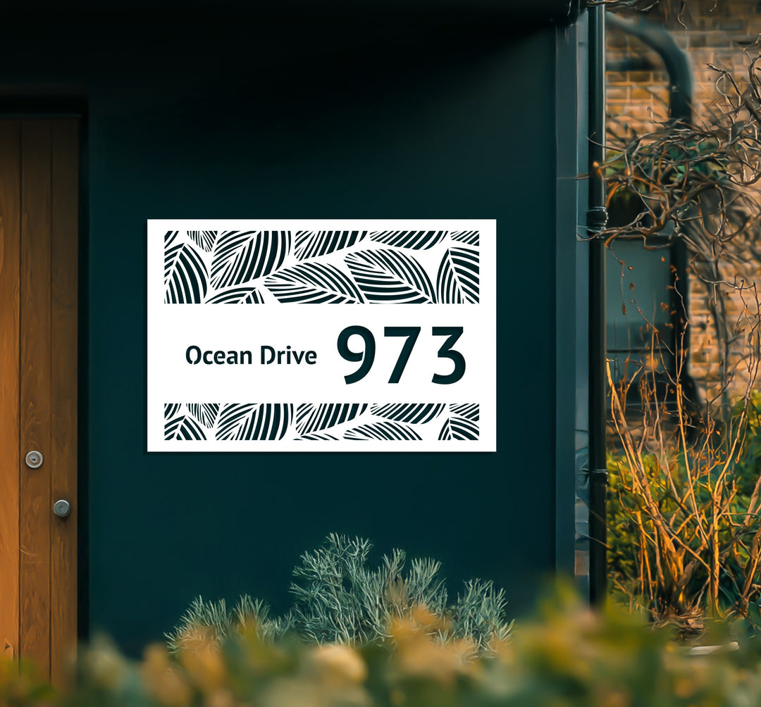 Modern botanical metal wall sign