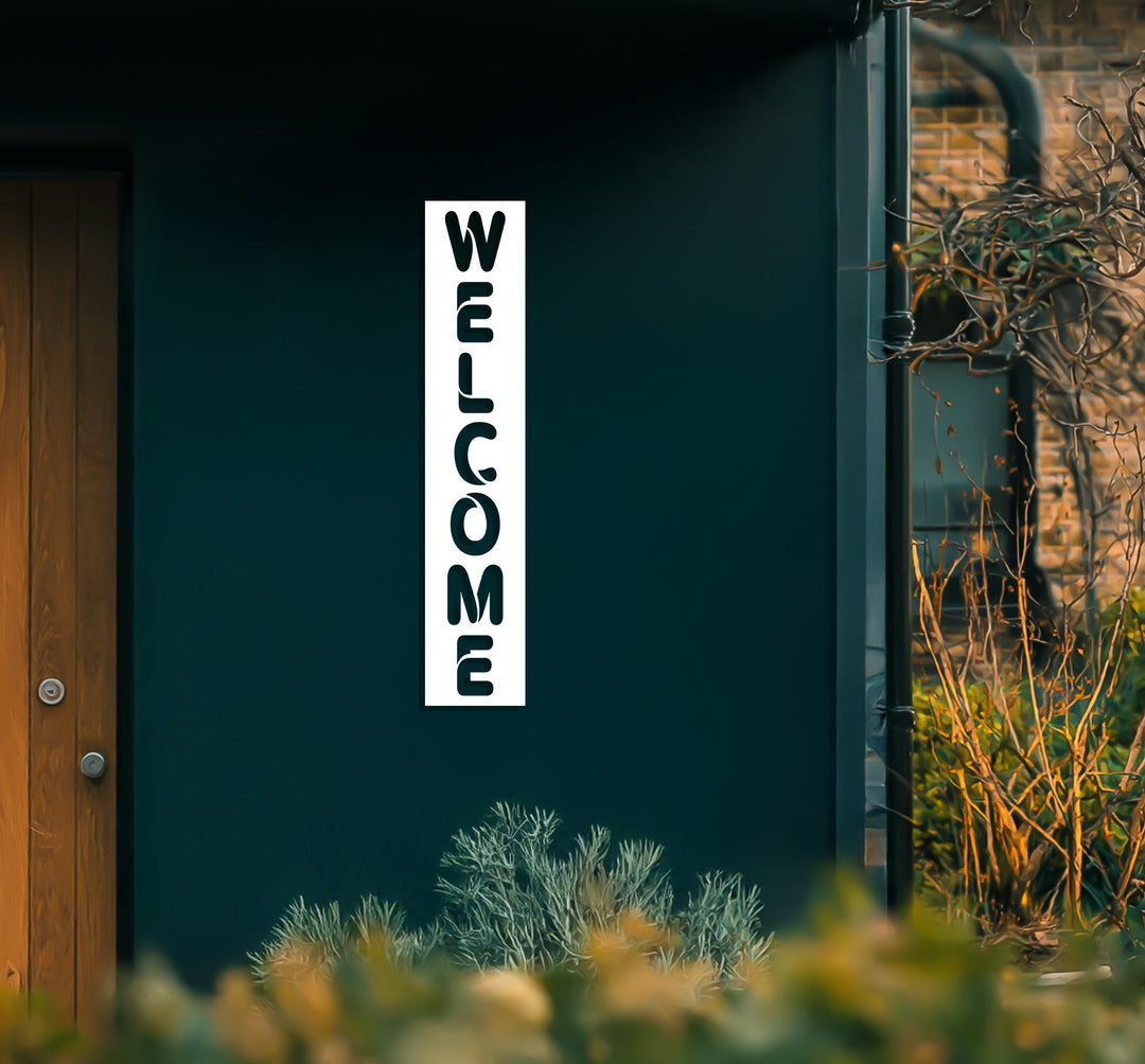 Contemporary outdoor metal welcome sign