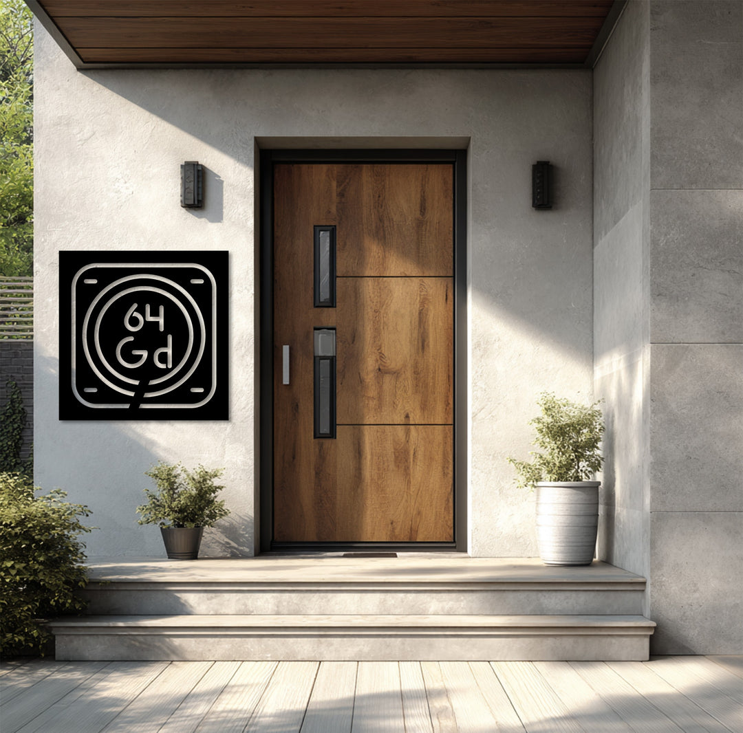 Modern framed metal wall address sign