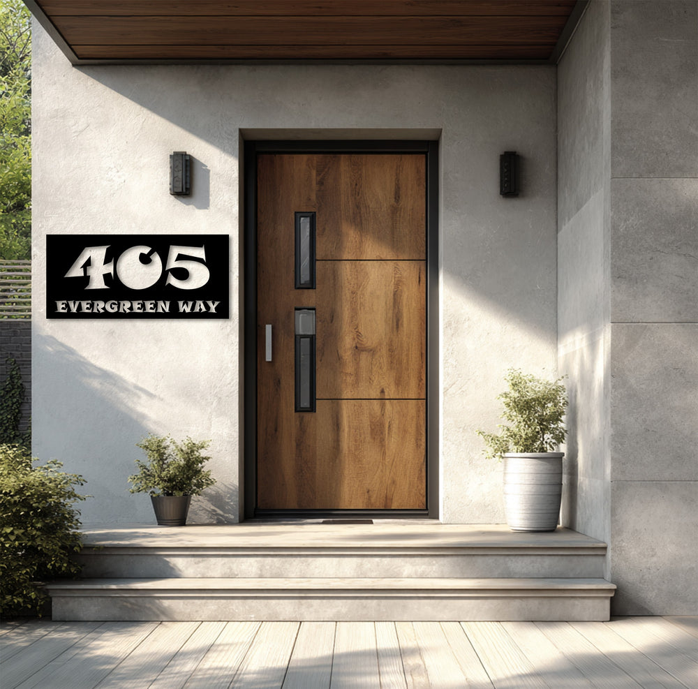 Custom metal address plaque modern style