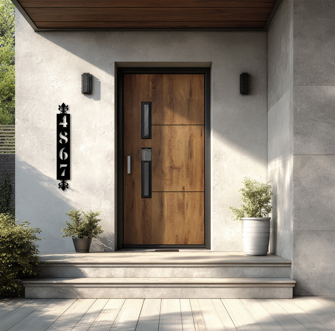 Classic address numbers vertical metal sign