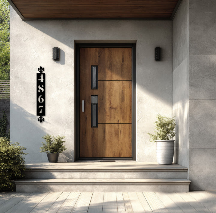 Classic address numbers vertical metal sign