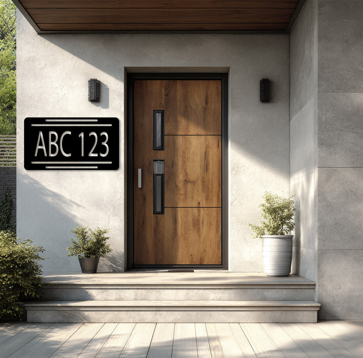 Contemporary outdoor metal address plate