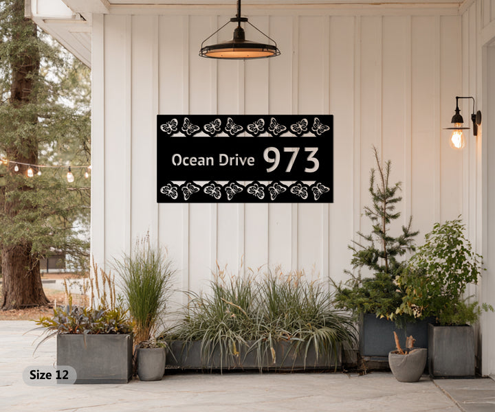 Artistic butterfly metal house number wall decor