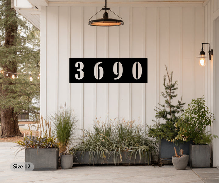 Minimalist horizontal house numbers metal