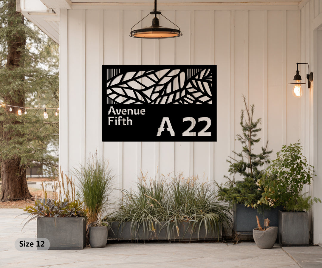 Decorative metal street name address sign