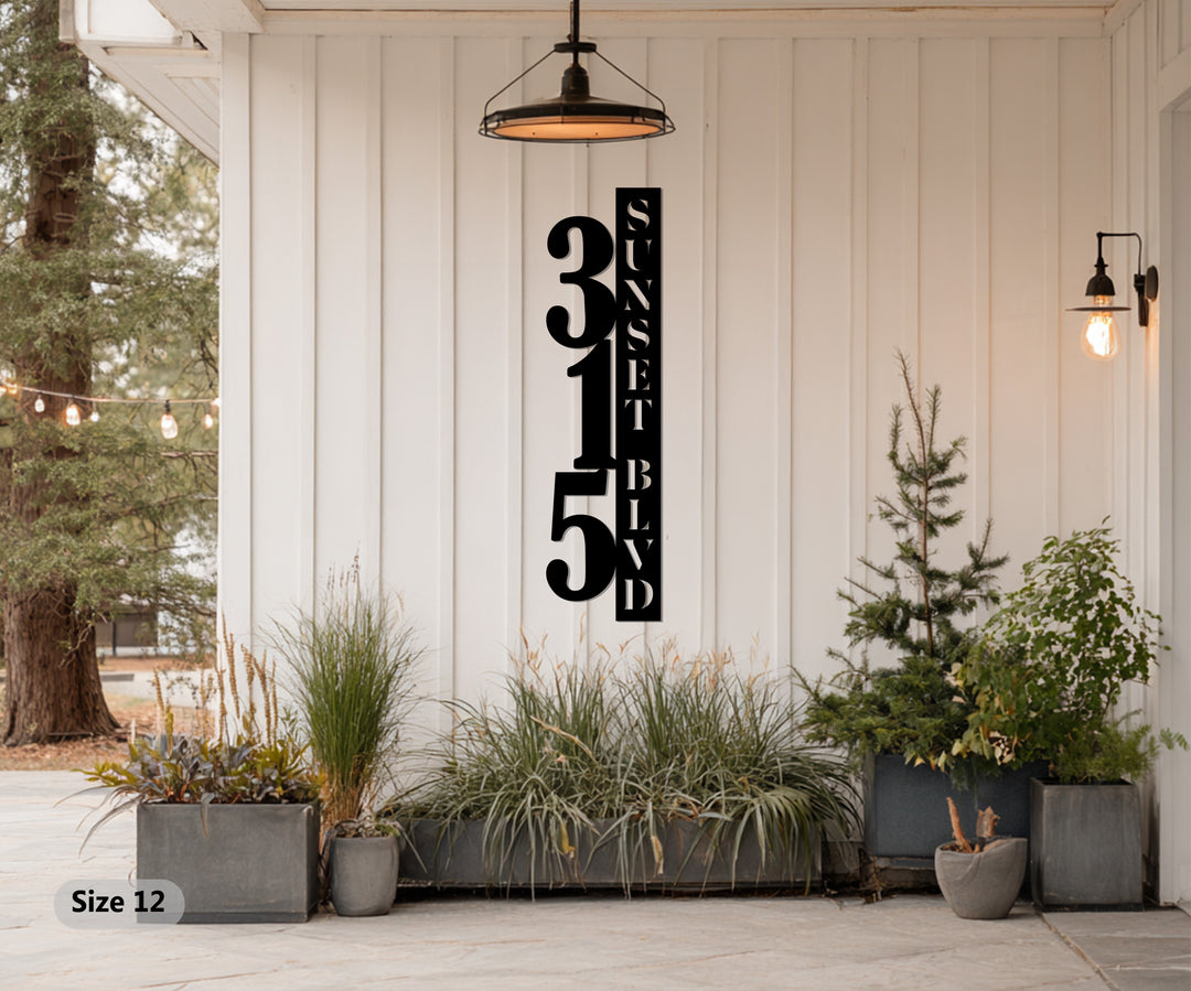 Outdoor modern metal street name address display