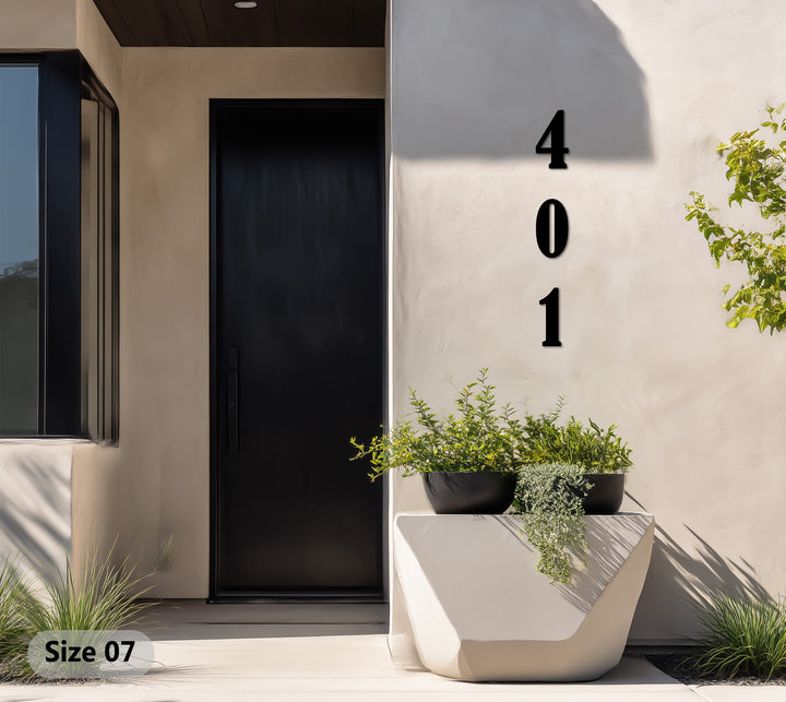 Contemporary vertical house numbers metal