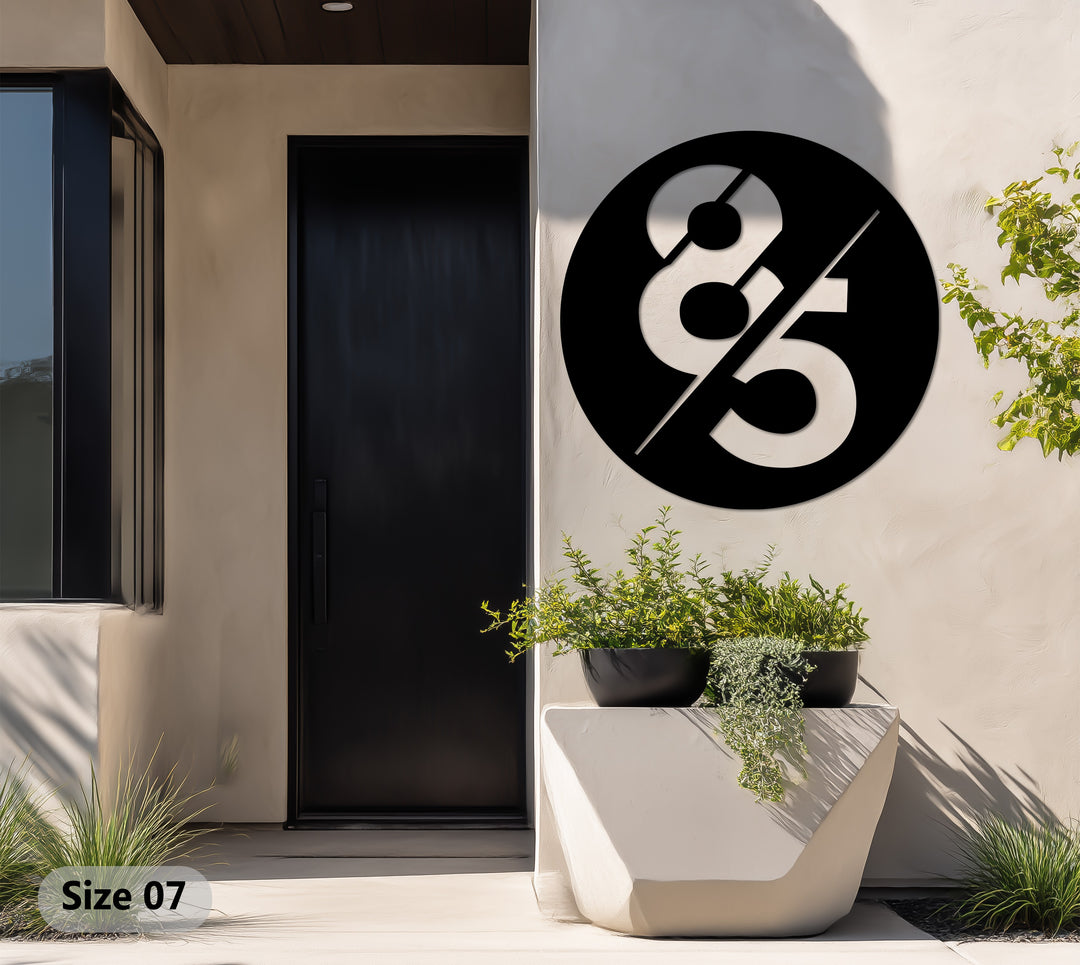 Personalized modern metal address decor