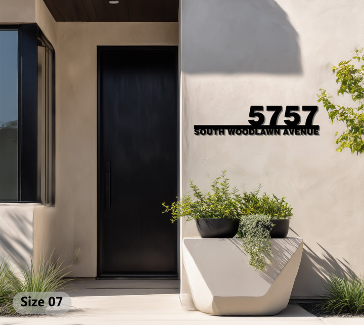 Horizontal numeric metal house number street panel