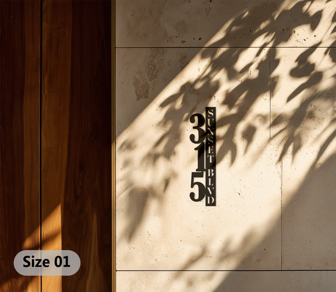 Modern home address metal street name sign