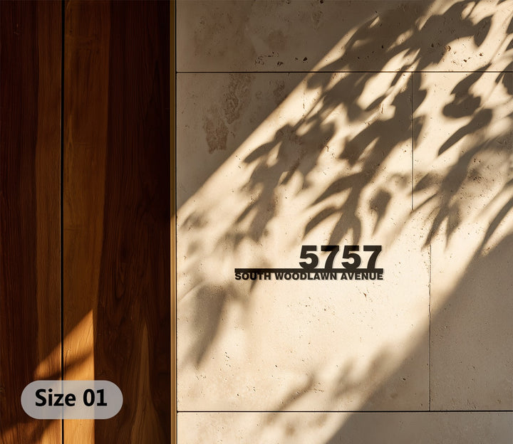 Modern home address metal street name sign