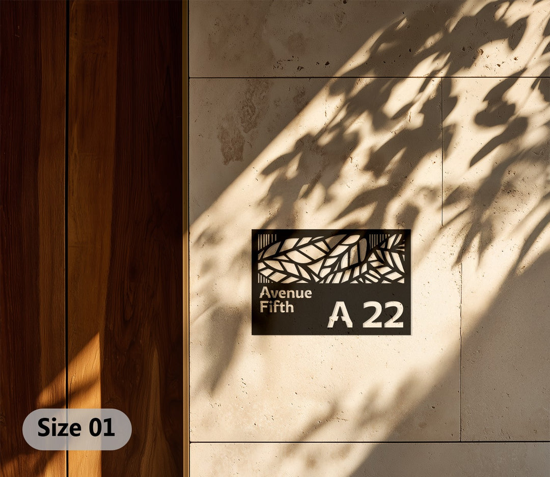 Artistic leaf metal house number wall decor