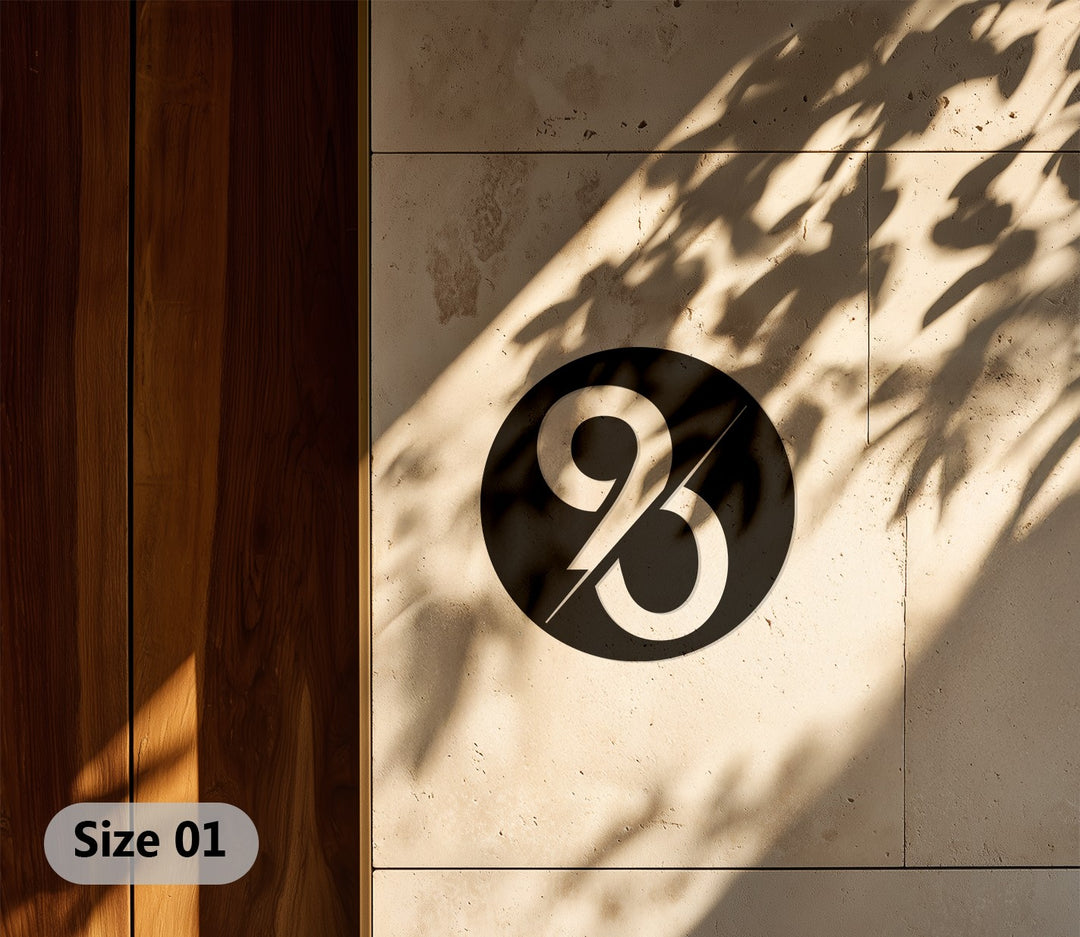Contemporary circular house number sign