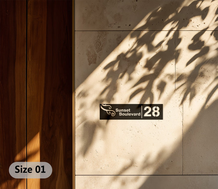 Elegant metal house number plaque modern style