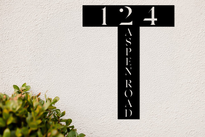 Contemporary outdoor metal address T shape design