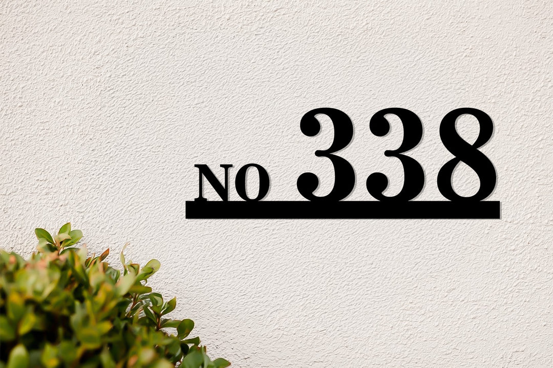 Modern black metal address decor