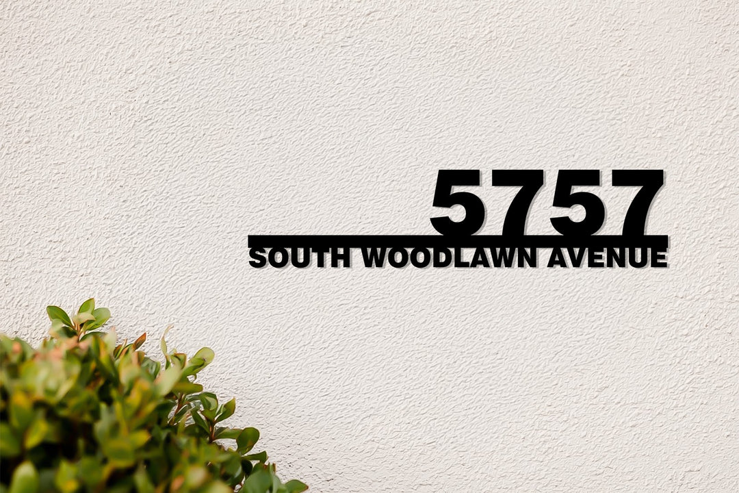 Minimalist horizontal house numbers street metal
