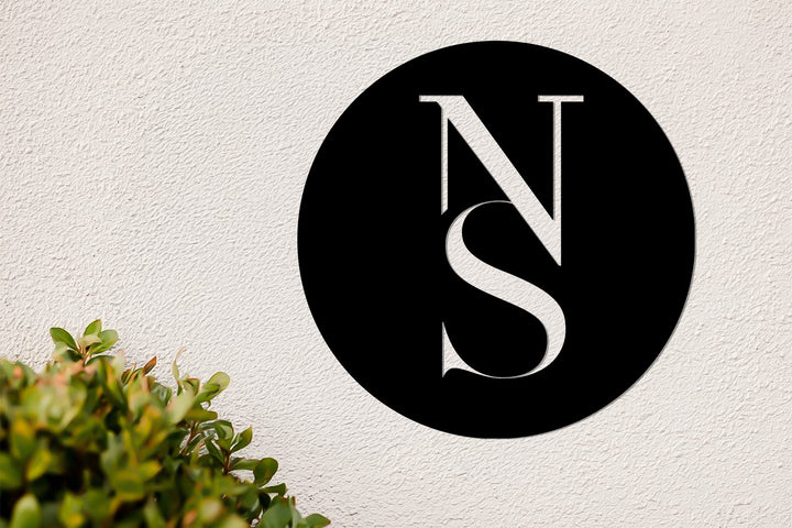 Black metal minimalist monogram sign